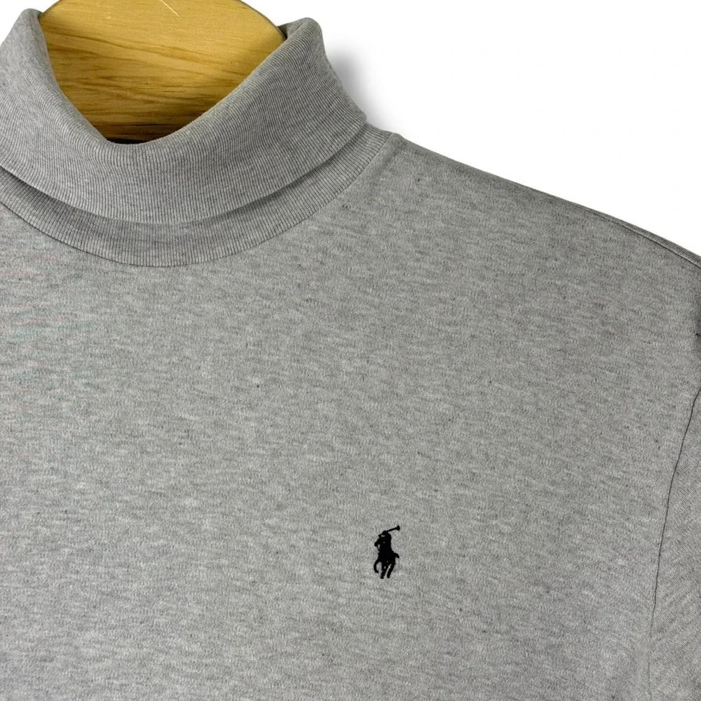 Polo‎ Ralph Lauren Turtleneck Men Large Grey Cotton USA Made Vintage Pony Logo